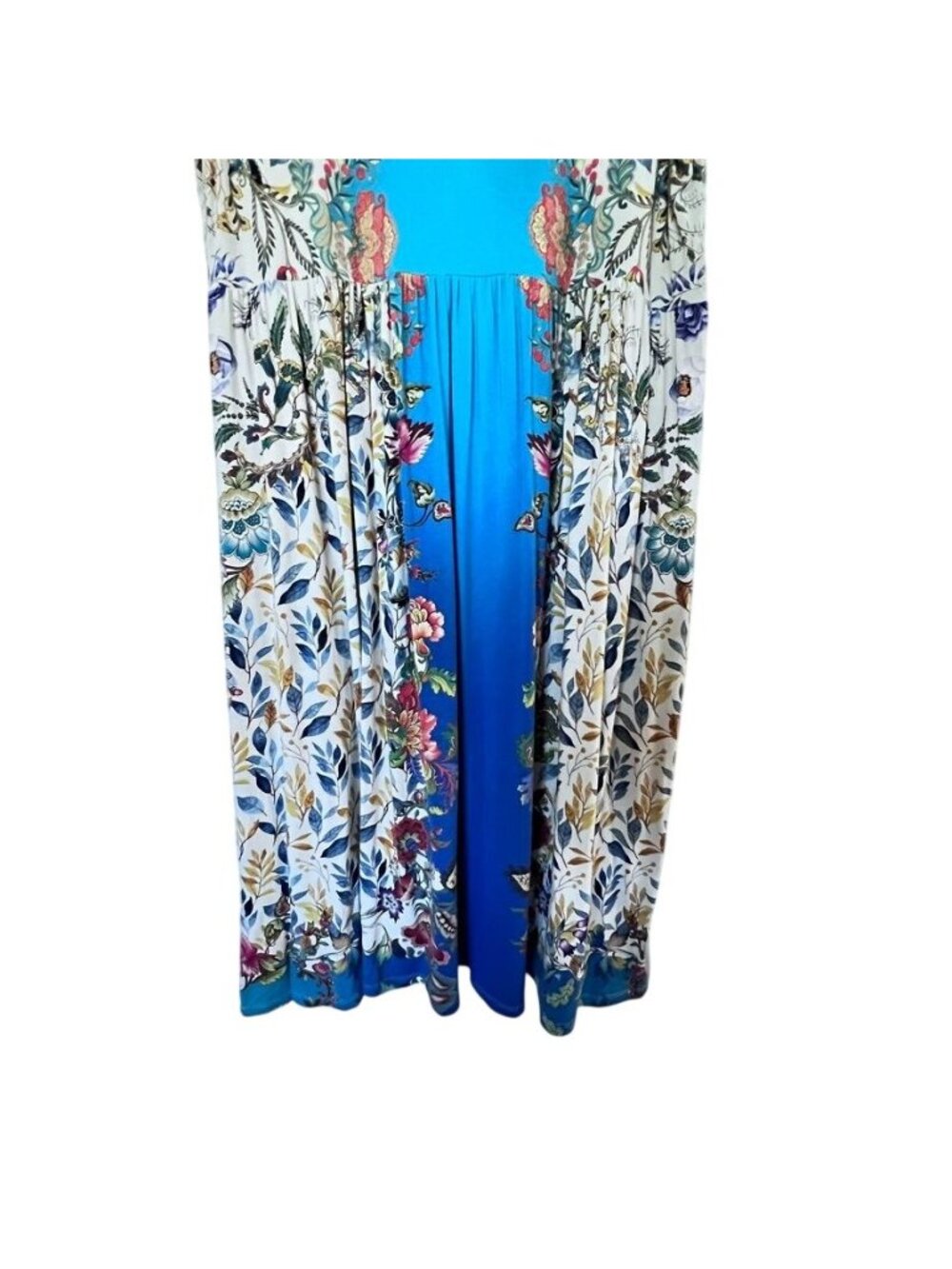 Johnny Was Womens Sz 2X Blu Easy Fit Midi Dress Soft Boho Floral Flowy Summer - Picture 8 of 16